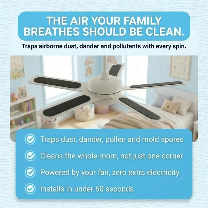 Amelle™ Ceiling Fan Filter — Activated Carbon Dust & Odor Capture Pads
